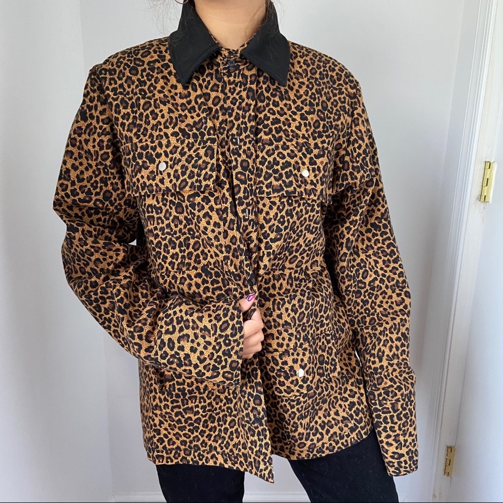 Cheetah print utility/cargo jacket